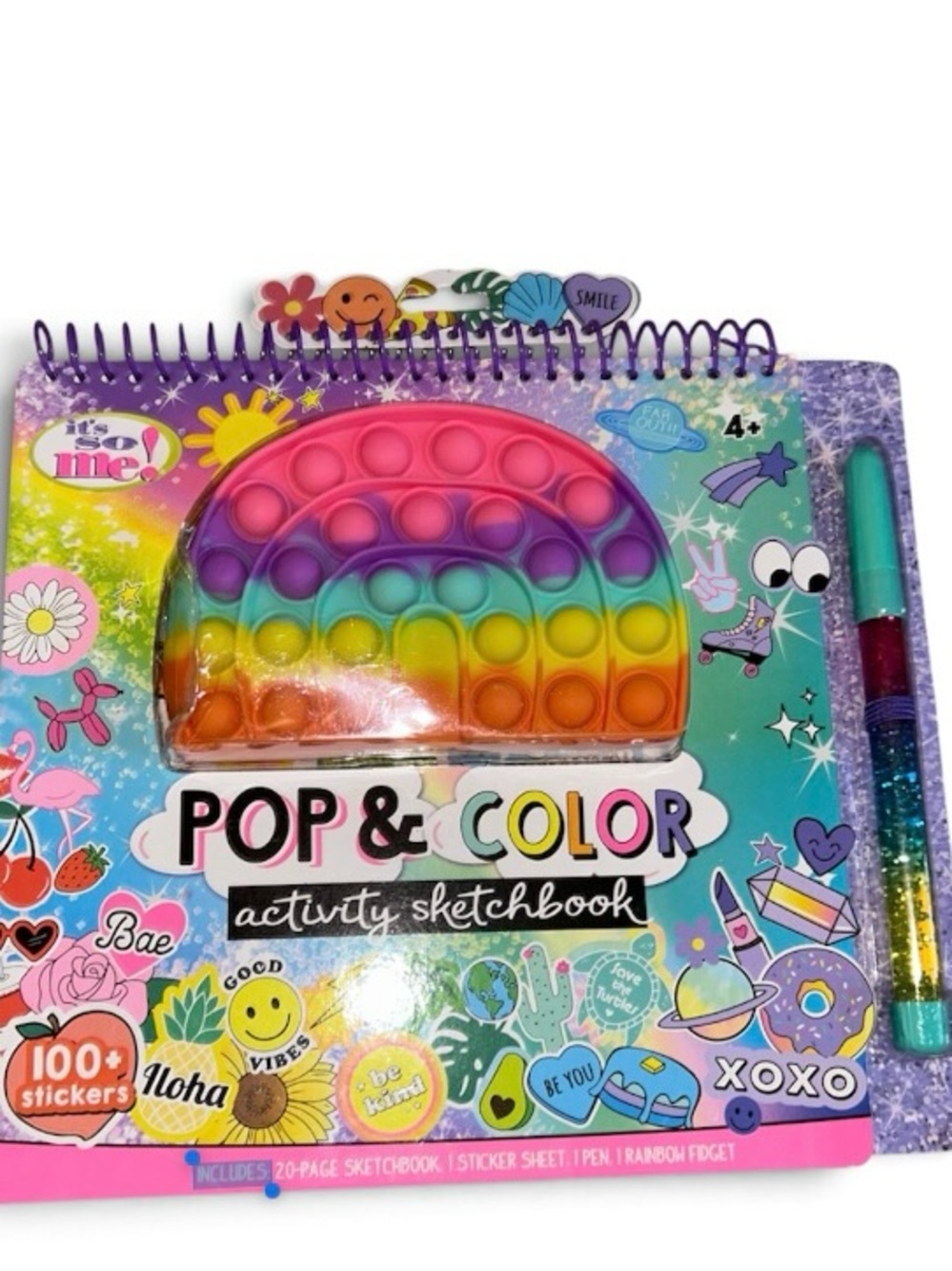 Pop & Color Rainbow Pop-It Activity Sketchbook with Pen - Multicolor